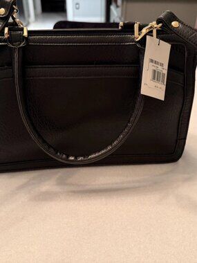 Share Vintage Cornell Black Leather Handbag NOS NWT Eaton’s Canada $75 Tag